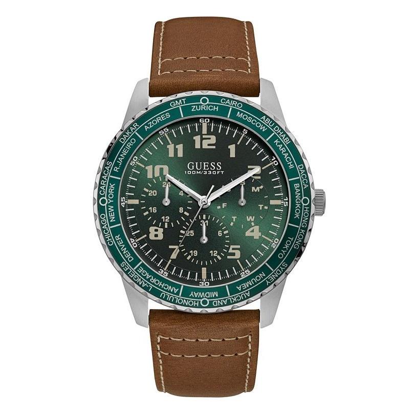 Guess Men's U1170G1 Casual Chronograph Brown Leather Watch