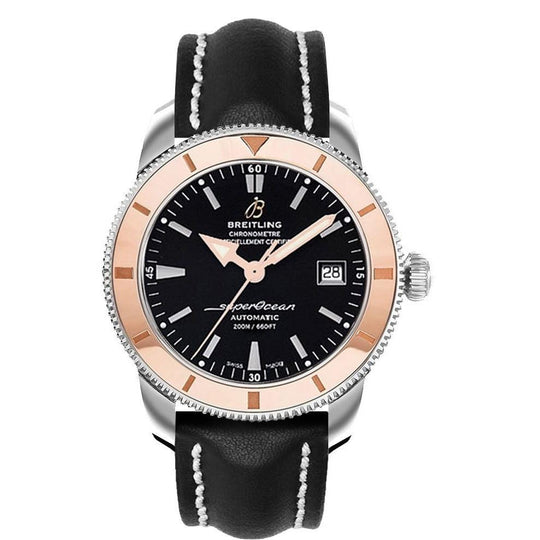 Breitling Men's U1732112-BA61-436X Superocean Heritage 42 18 Kt Rose Gold Automatic Black Crocodile Leather Watch