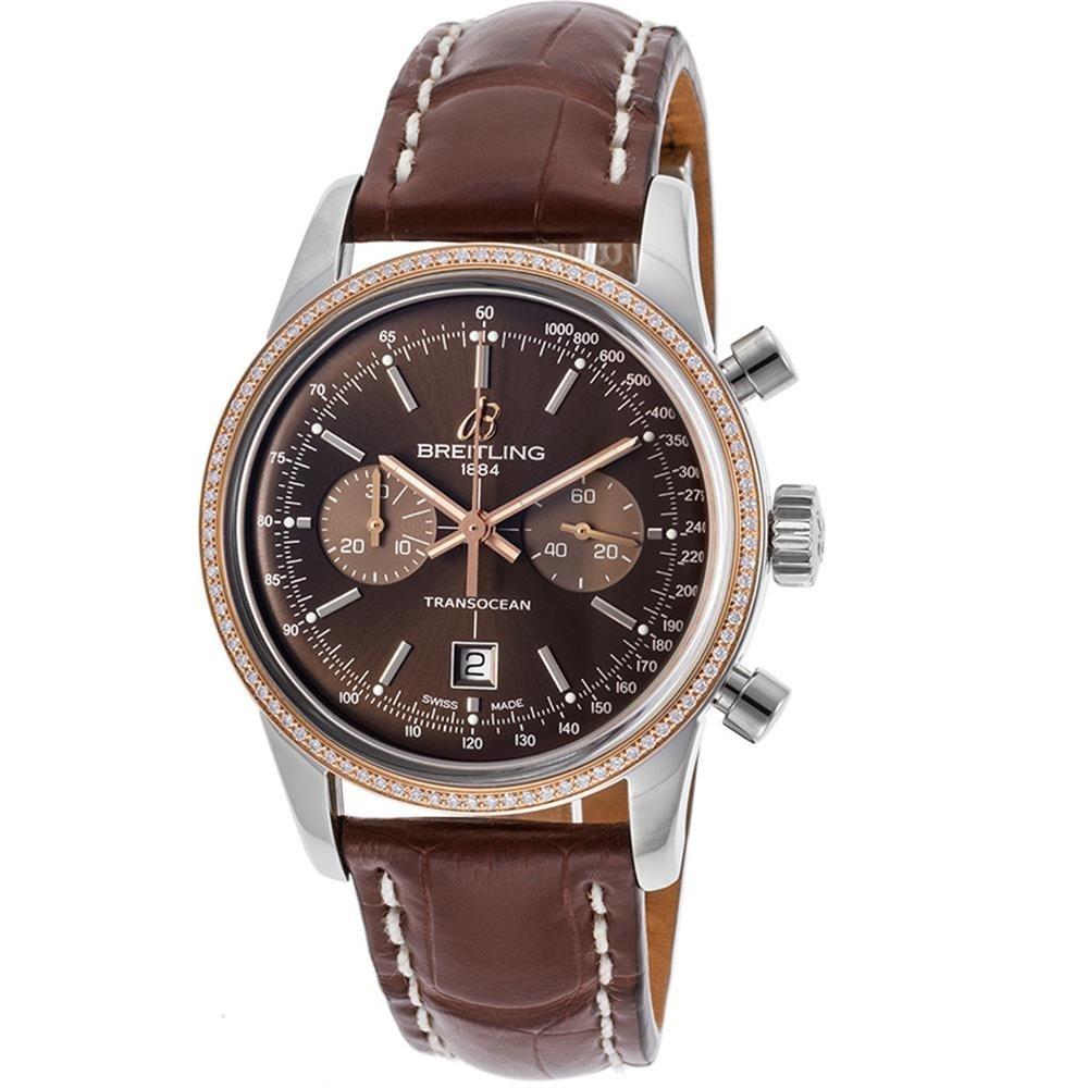 Breitling Unisex U4131053-Q600LS Transocean 38 18kt Rose Gold Chronograph Automatic Brown Leather Watch