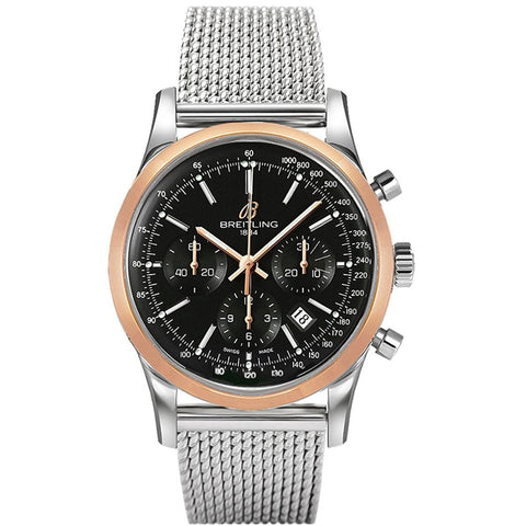 Breitling Men's UB015212-BC74 Transocean Chronograph Automatic 18kt Rose Gold Stainless Steel Watch
