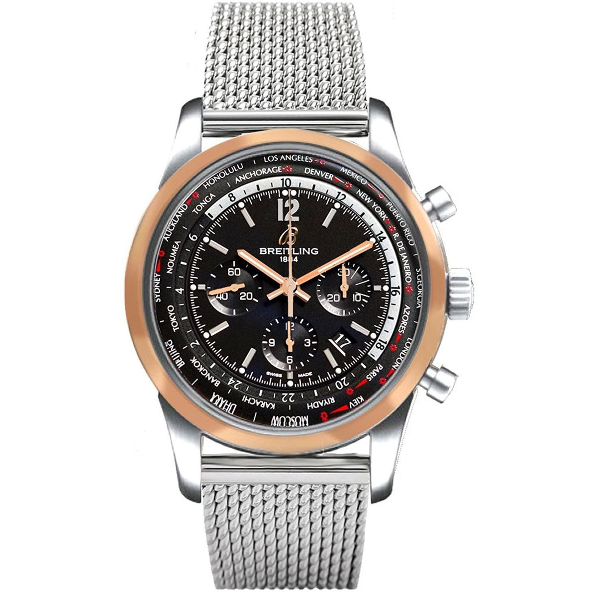 Breitling Men&#39;s UB0510U4-BC26-152A Transocean Unitime Pilot Chronograph Stainless Steel Watch