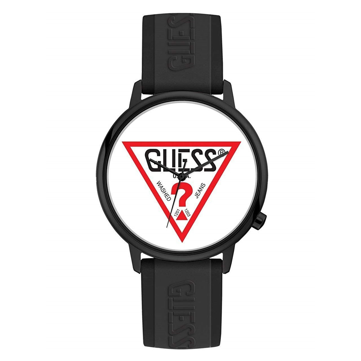 Guess Men&#39;s V1003M1 Classic Black Silicone Watch