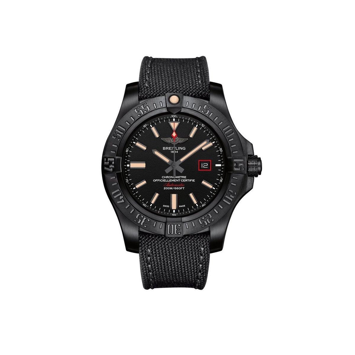 Breitling Men&#39;s V1731110-BD74-109W Avenger Blackbird 44 Automatic Black Canvas Watch