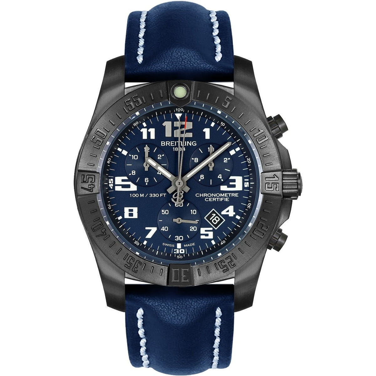 Breitling Men&#39;s V7333010-C939-105X Chronospace Evo Night Mission Chronograph Blue Leather Watch