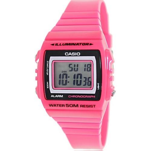 Casio Women&#39;s W-215H-4AV Classic Digital Pink Rubber Watch