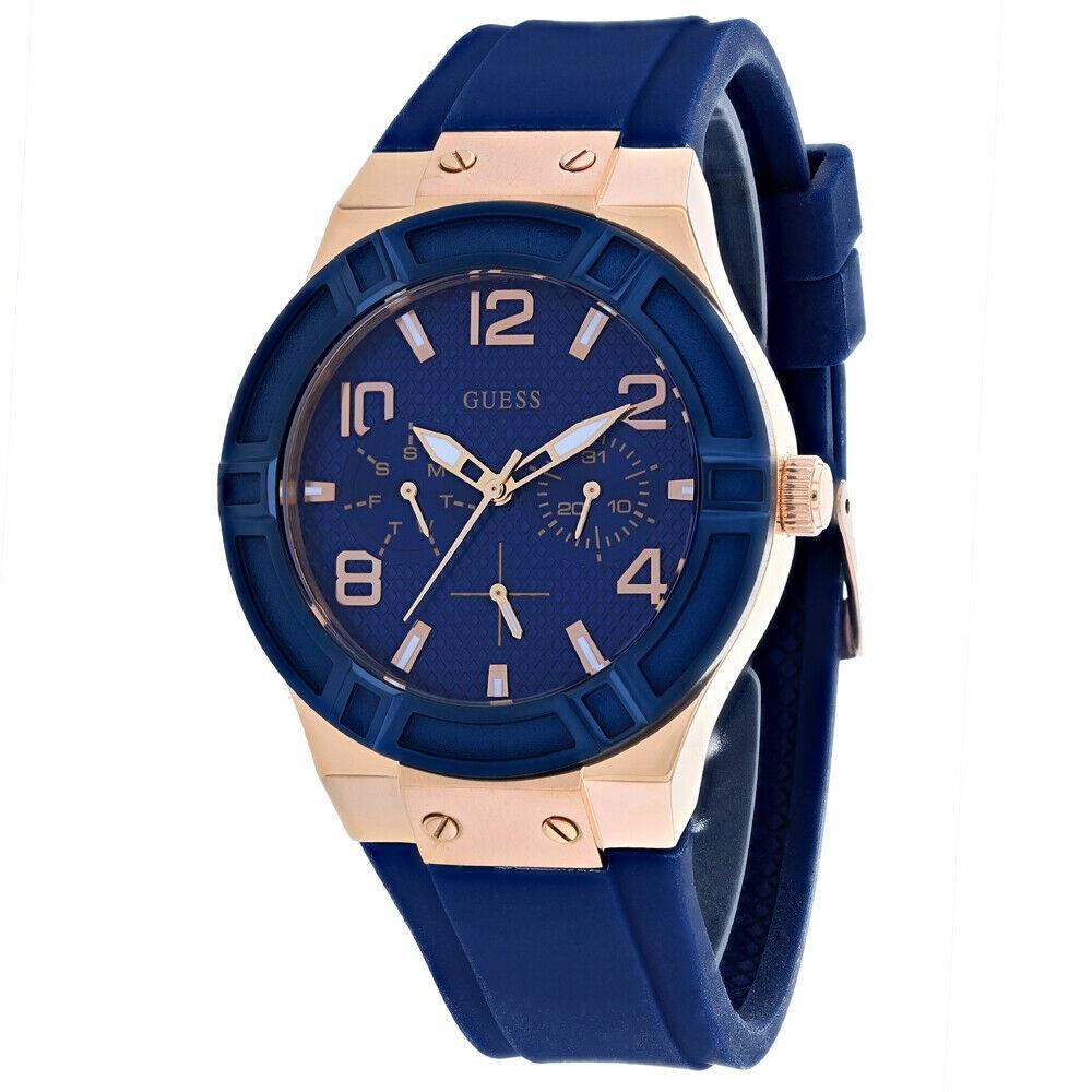 Guess Women&#39;s W0571L1 Jet Setter Blue Silicone Watch