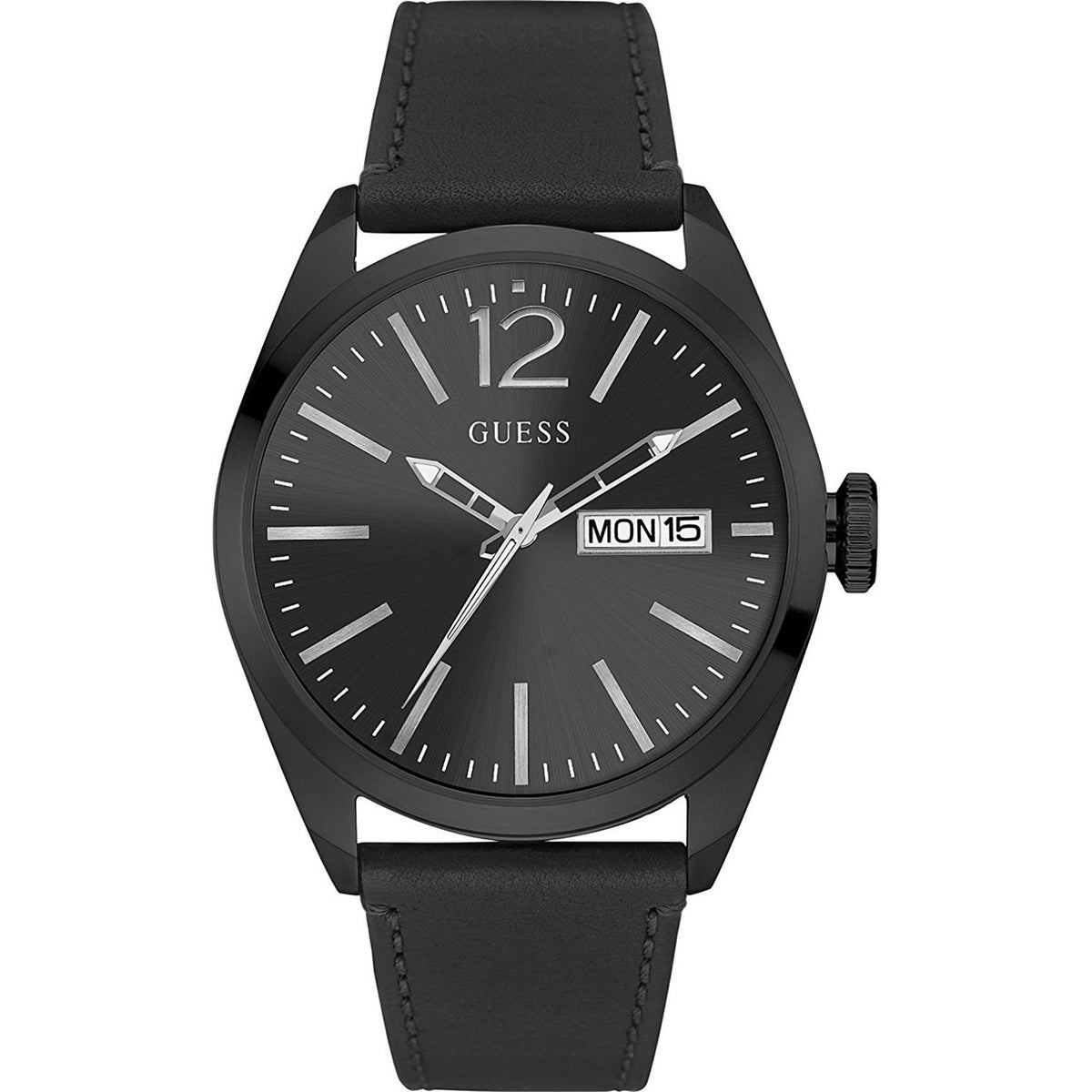 Guess Men&#39;s W0658G4 Dress Black Leather Watch