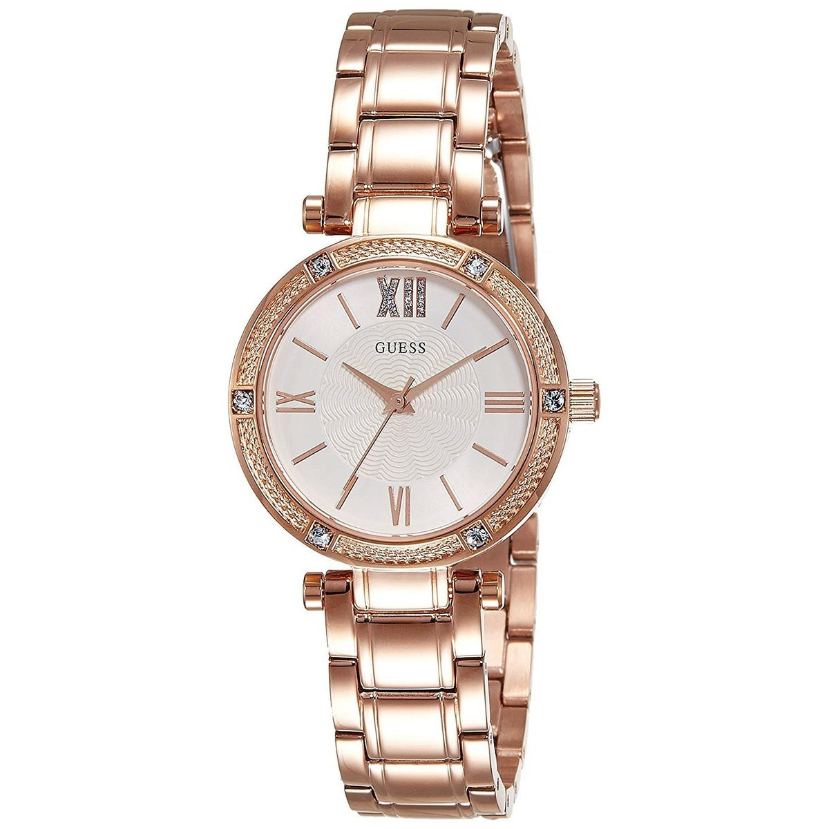 Guess Women&#39;s W0767L3 Park Ave Crystal Rose-Tone Stainless Steel Watch