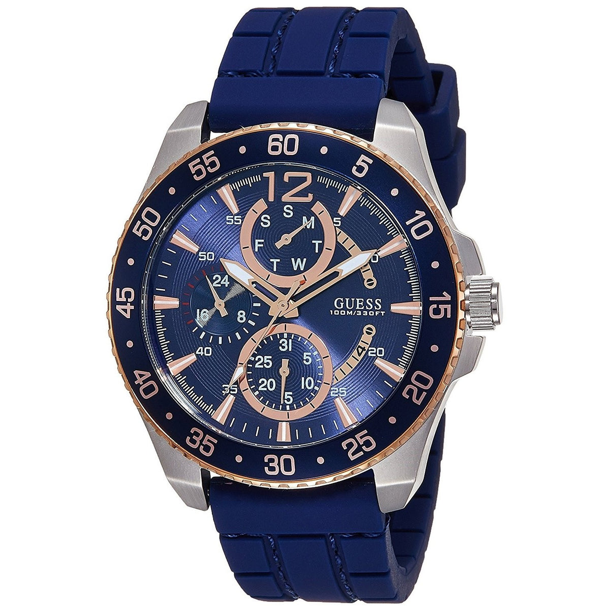 Guess Men&#39;s W0798G2 Jet Multi-Function Blue Silicone Watch