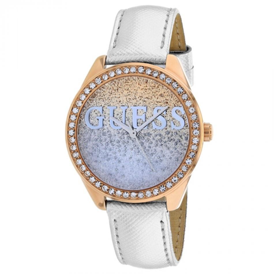 Guess Women&#39;s W0823L7 Glitter Girl Crystal Leather Watch