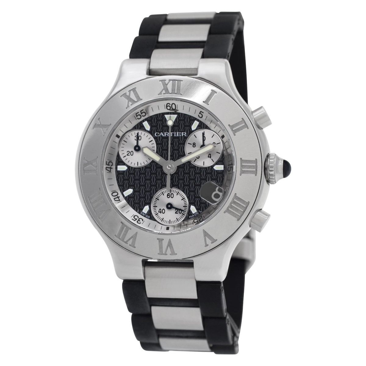 Cartier Men&#39;s W10125U2 21 Must Chronoscaph Chronograph Two-Tone Rubber Watch