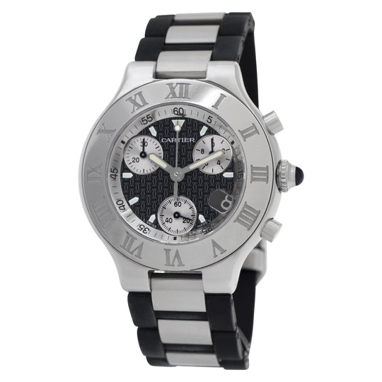 Cartier Men's W10125U2 21 Must Chronoscaph Chronograph Two-Tone Rubber Watch