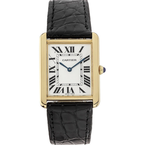 Cartier Unisex W1018855 Tank Black Leather Watch - Bezali