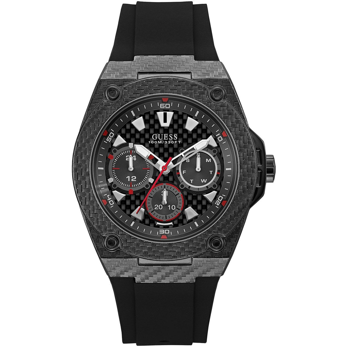 Guess Men&#39;s W1048G2 Legacy Black Silicone Watch