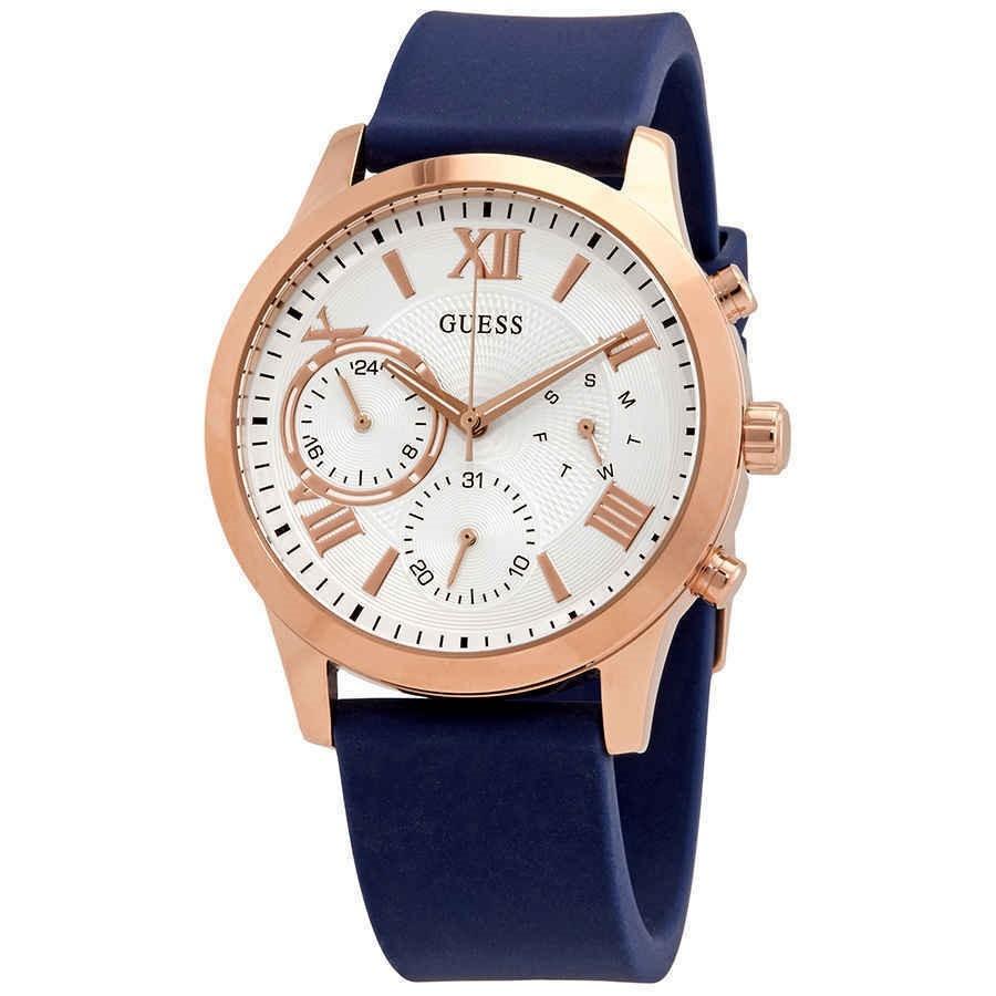 Guess Women&#39;s W1265L1 Solar Blue Silicone Watch