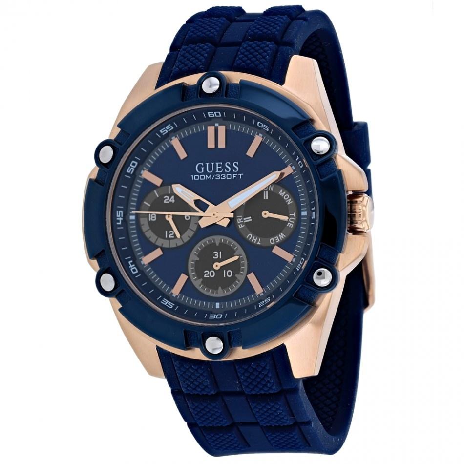 Guess Men&#39;s W1302G4 Gents Blue Silicone Watch