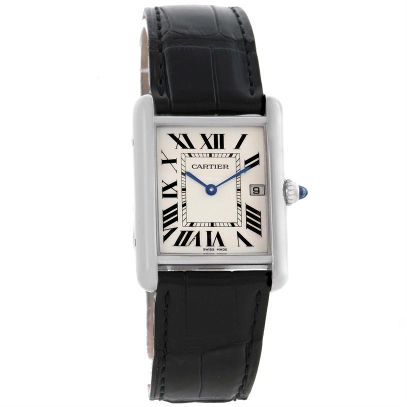 Cartier Men&#39;s W1540956 Tank Black Leather Watch