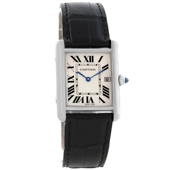 Cartier Men's W1540956 Tank Black Leather Watch