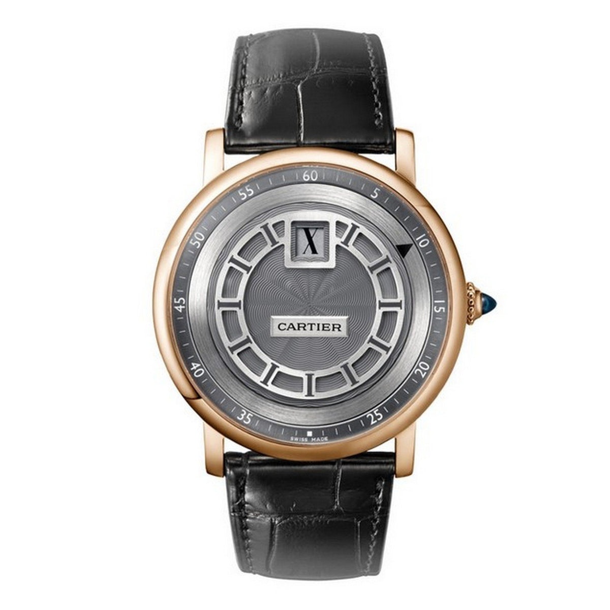 Cartier Men&#39;s W1553751 Rotonde De Cartier Black Leather Watch