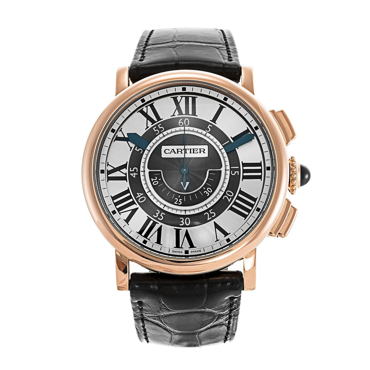 Cartier Men's W1555951 Rotonde De Cartier Chronograph Black Leather Watch
