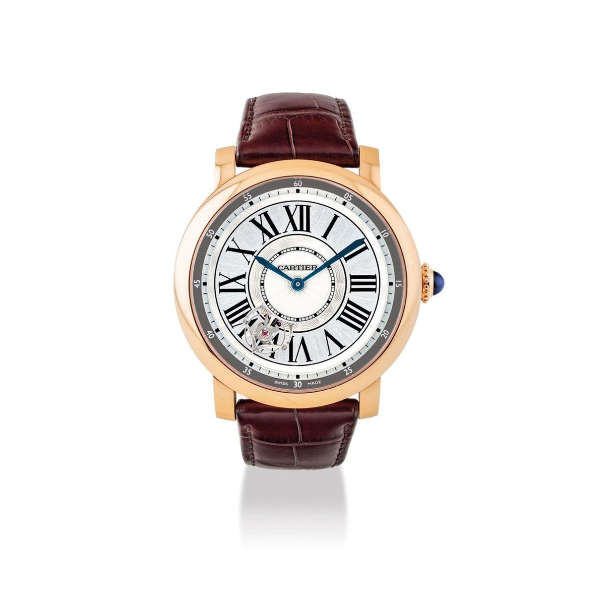 Cartier Men's W1556209 Rotonde De Cartier Black Leather Watch