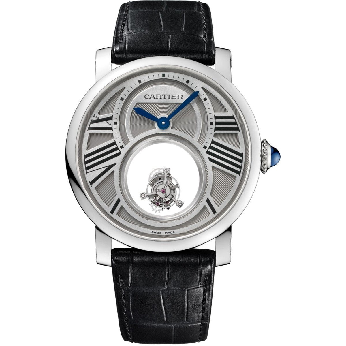 Cartier Men's W1556210 Rotonde De Cartier Black Leather Watch