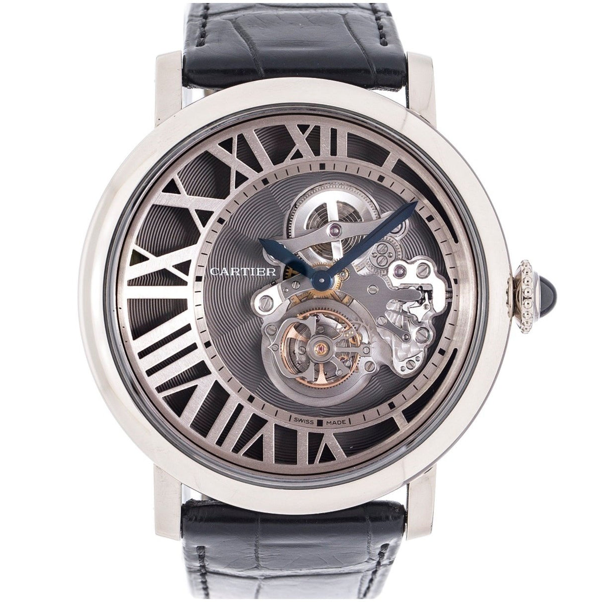Cartier Men's W1556214 Rotonde De Cartier Black Leather Watch