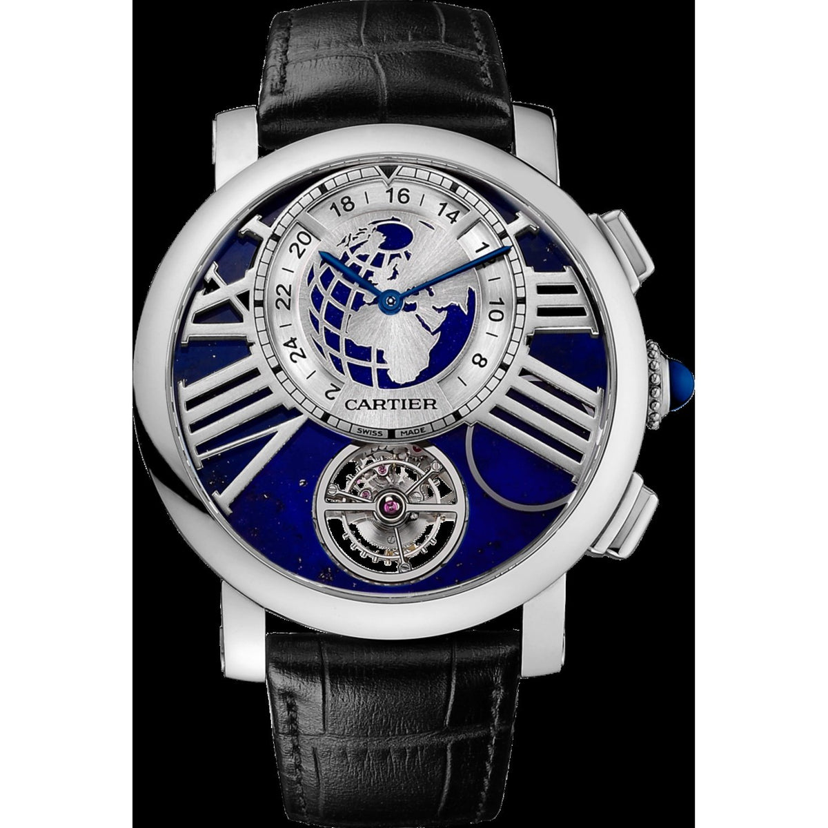 Cartier Men's W1556222 Rotonde De Cartier Black Leather Watch