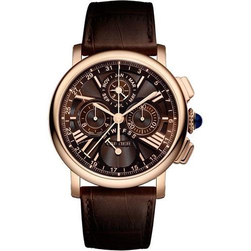 Cartier Men's W1556225 Rotonde De Cartier Chronograph Brown Leather Watch