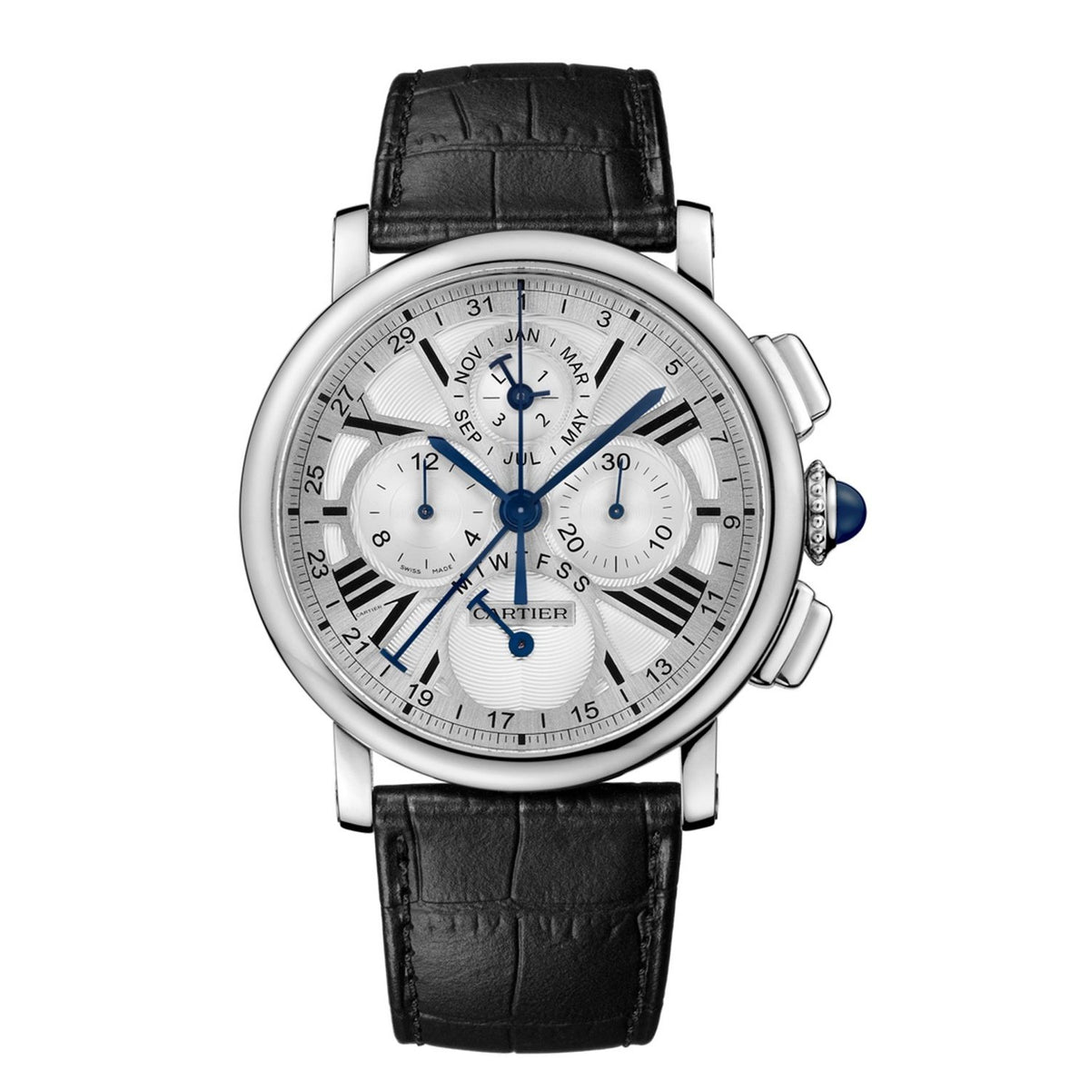 Cartier Men's W1556226 Rotonde De Cartier Chronograph Black Leather Watch