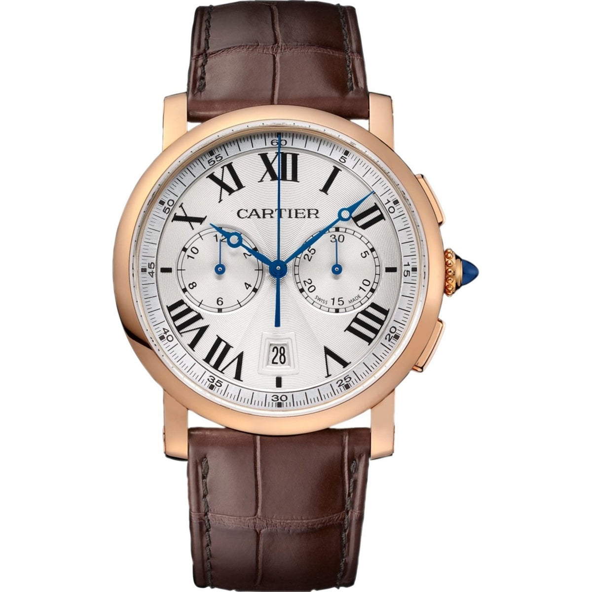 Cartier Men's W1556238 Rotonde De Cartier Chronograph Brown Leather Watch