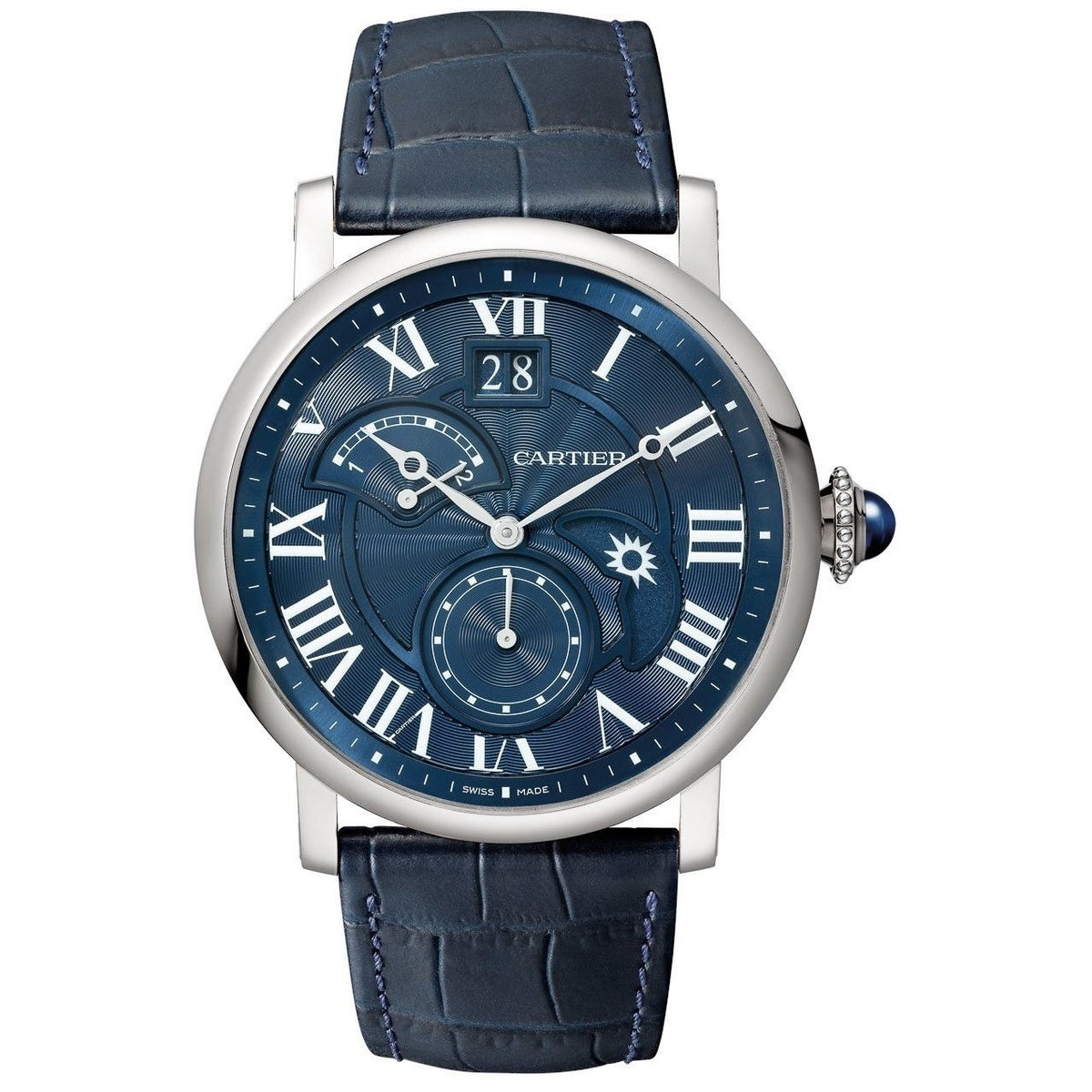 Cartier Men's W1556241 Rotonde De Cartier Blue Leather Watch
