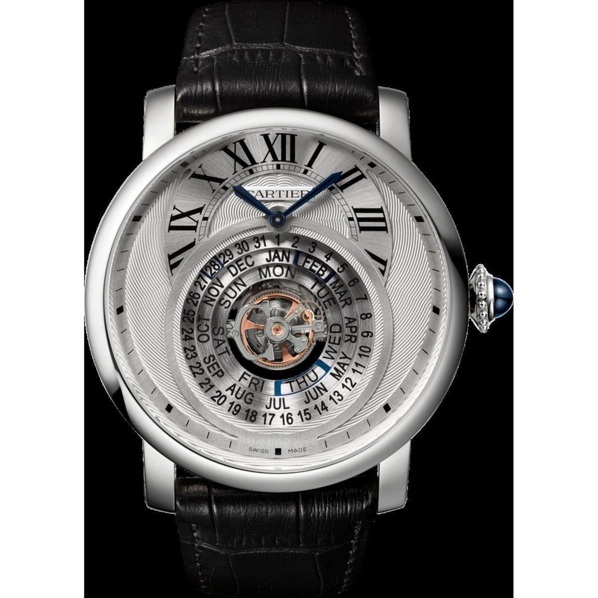 Cartier Men's W1556242 Rotonde De Cartier Black Leather Watch
