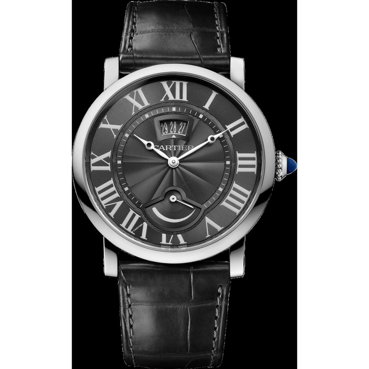 Cartier Men's W1556253 Rotonde De Cartier Black Leather Watch