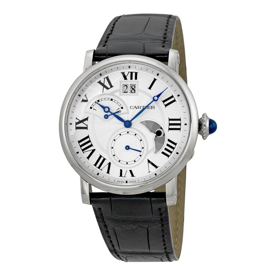 Cartier Men&#39;s W1556368 Rotonde Retrograde Automatic Black Leather Watch
