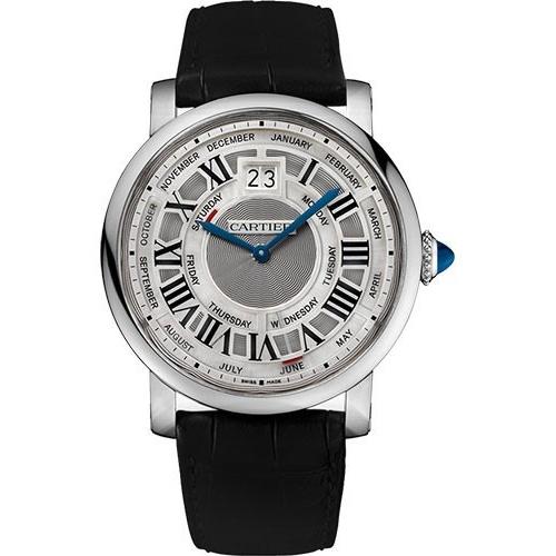 Cartier Men's W1580002 Rotonde De Cartier Black Leather Watch
