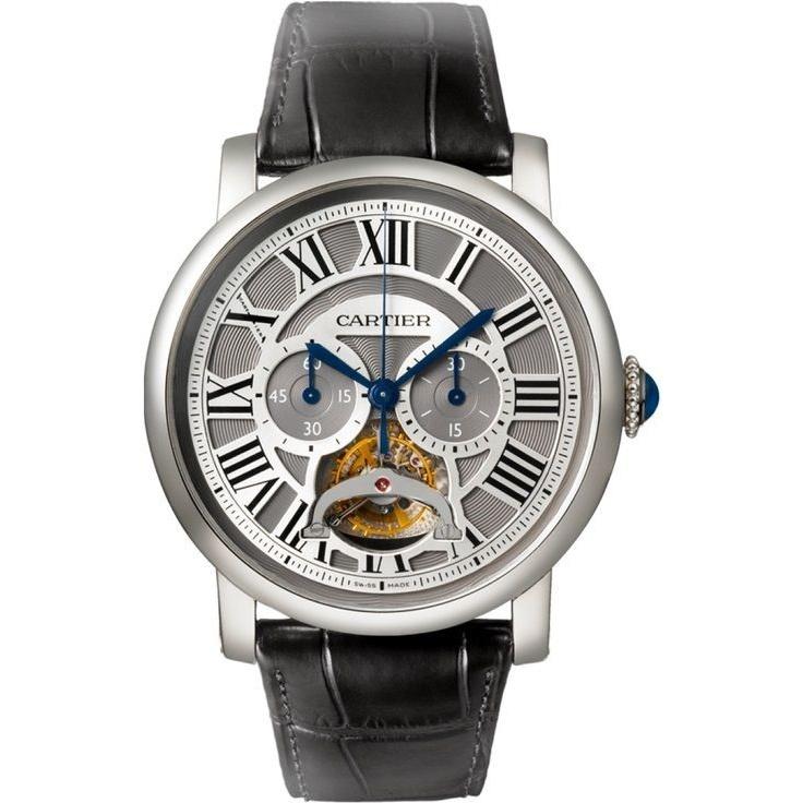 Cartier Men's W1580007 Rotonde De Cartier Chronograph Black Leather Watch