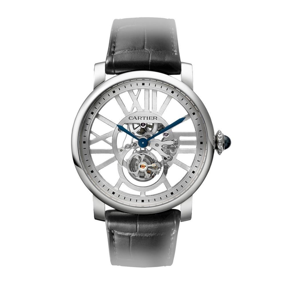 Cartier Men's W1580031 Rotonde De Cartier Black Leather Watch