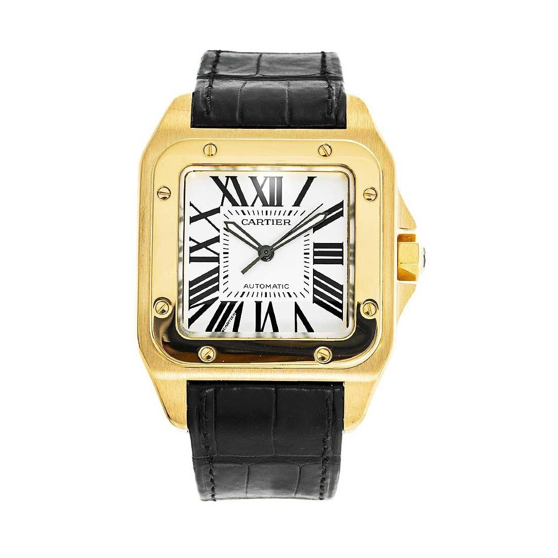 Cartier Men's W20071Y1 Santos Black Leather Watch