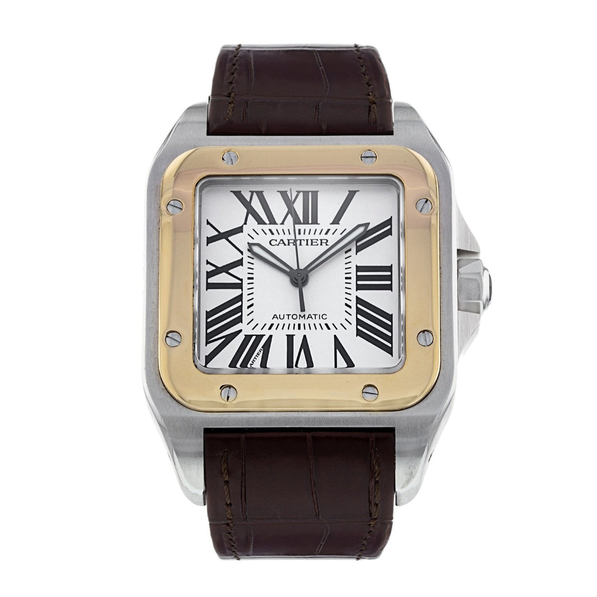 Cartier Men&#39;s W20077X7 Santos Brown Leather Watch
