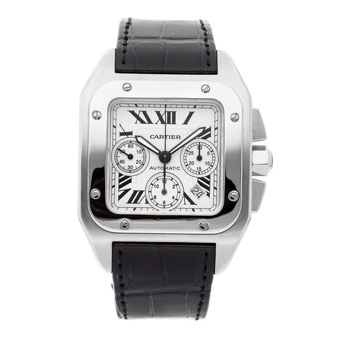 Cartier Men's W20090X8 Santos Chronograph Automatic Black Leather Watch