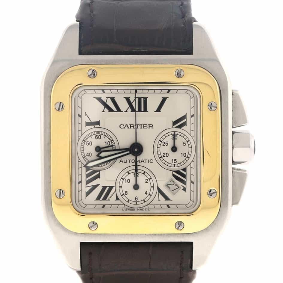 Cartier Men's W20091X7 Santos Chronograph Brown Leather Watch