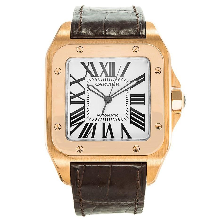 Cartier Men's W20095Y1 Santos Brown Leather Watch