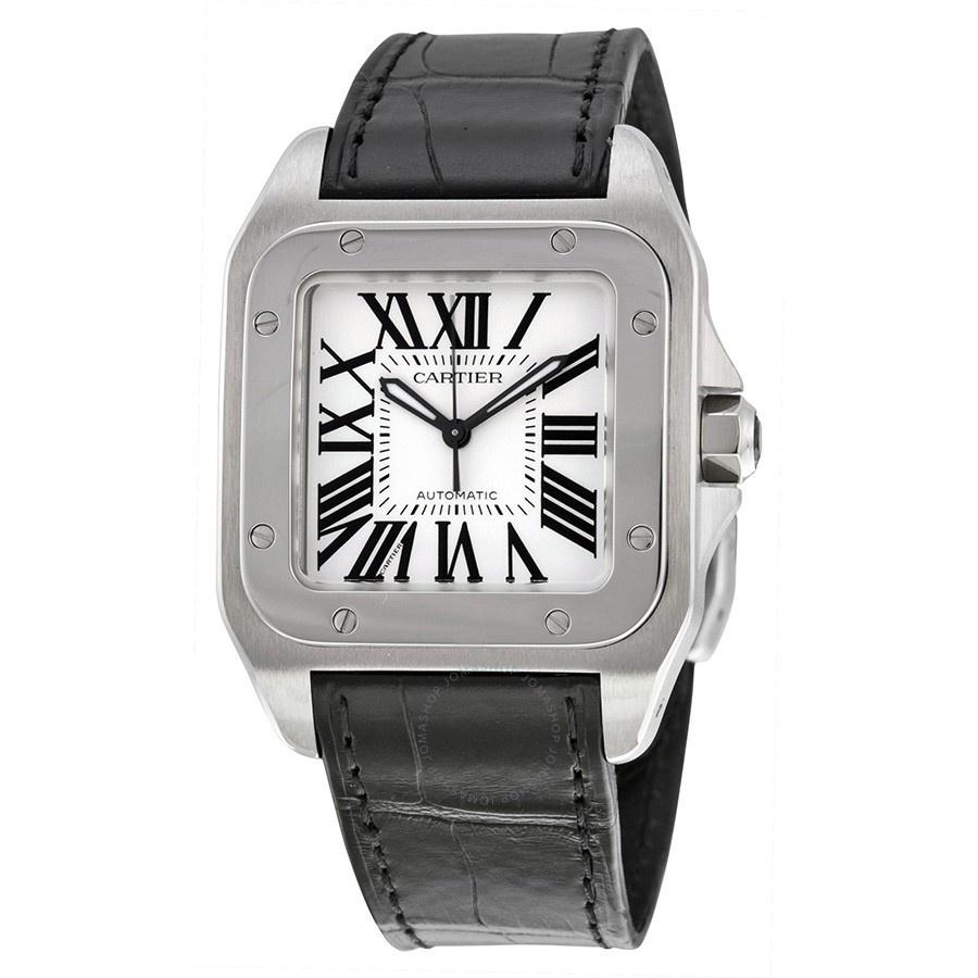 Cartier Unisex W20106X8 Santos 100 Automatic Black Leather Watch