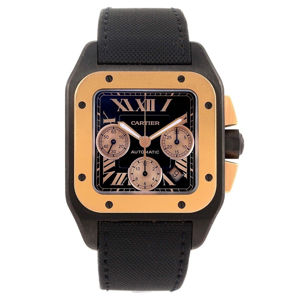 Cartier Men's W2020004 Santos Chronograph Black Fabric Watch