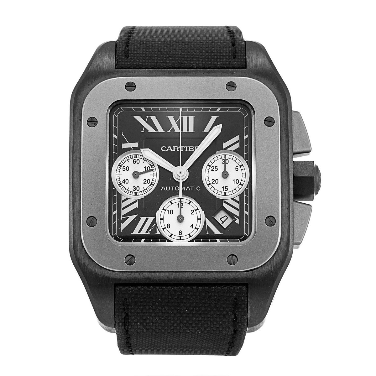 Cartier Men's W2020005 Santos Chronograph Black Fabric Watch