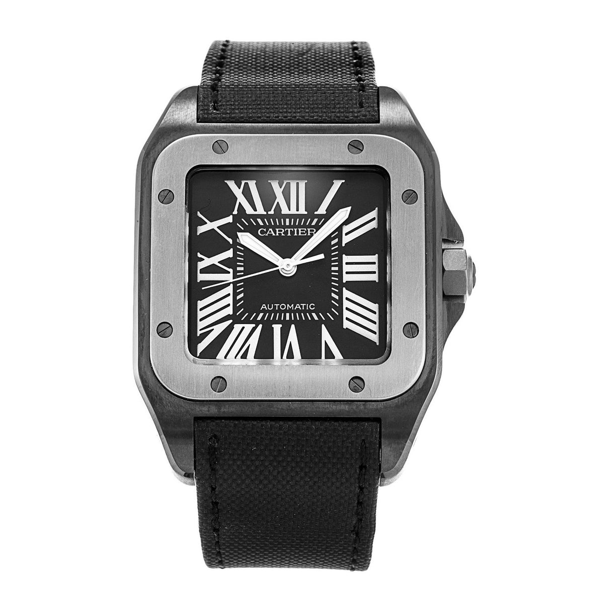 Cartier Men&#39;s W2020010 Santos Black Cloth Watch