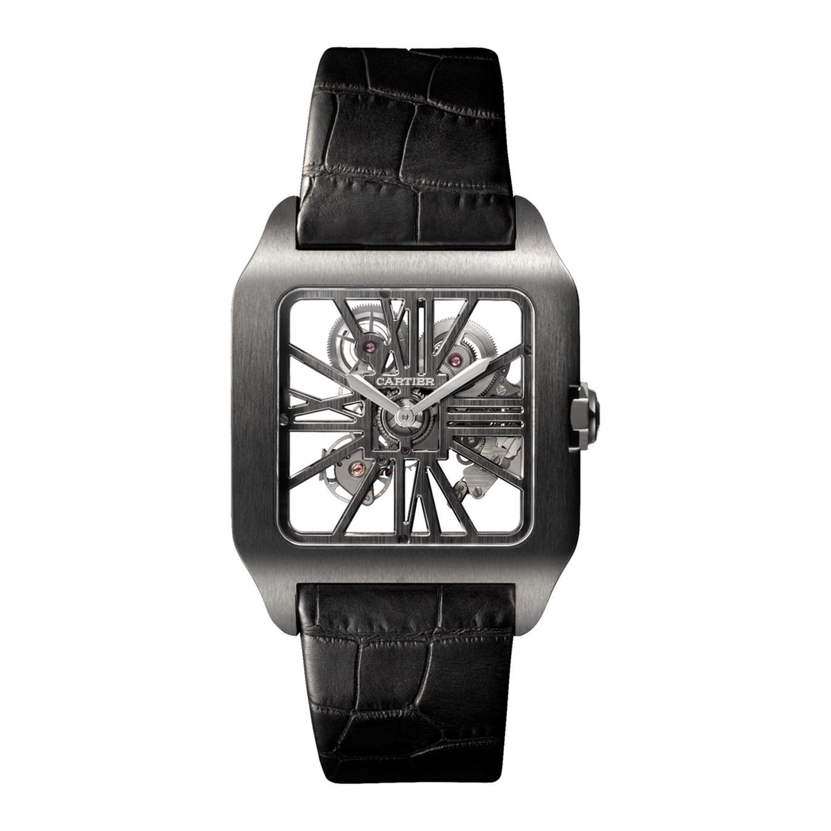 Cartier Men's W2020052 Santos Black Leather Watch
