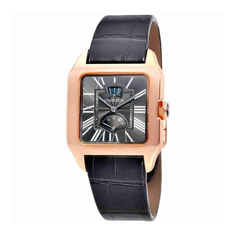 Cartier Men&#39;s W2020068 Santos Dumont Grey Leather Watch
