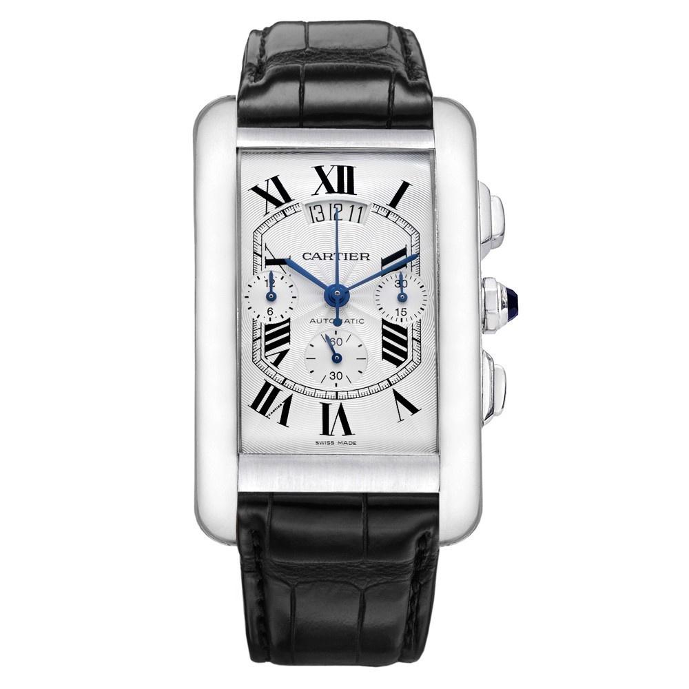 Cartier Men&#39;s W2609456 Tank Americaine Chronograph Black Leather Watch